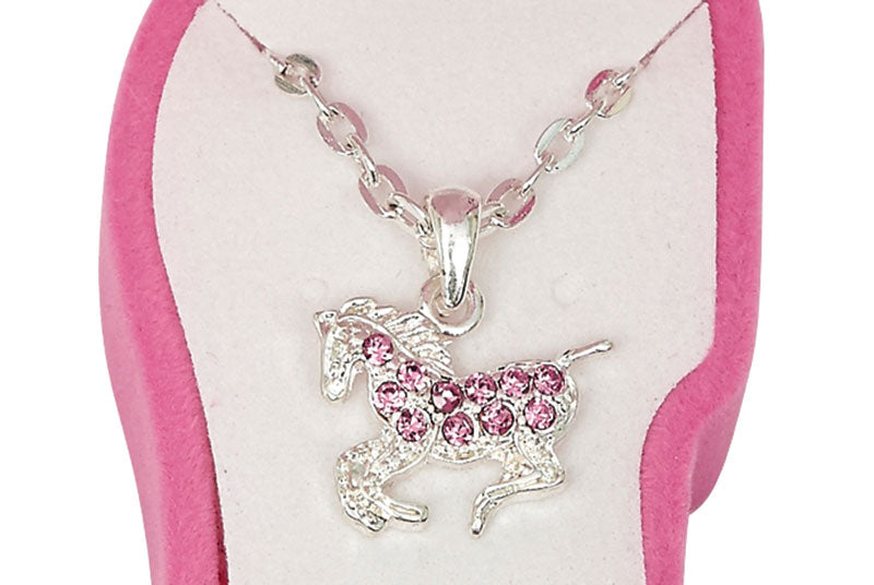 Western Express HN-5 Pink Rhinestone Pony Necklace Horsehead Gift Box