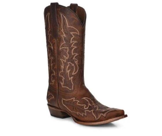CIRCLE G MEN'S BROWN EMBROIDERED LEATHER WESTERN COWBOY BOOTS L5782