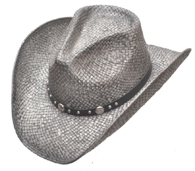 Western Express LIN-59 Silver Pinch Front Straw Hat