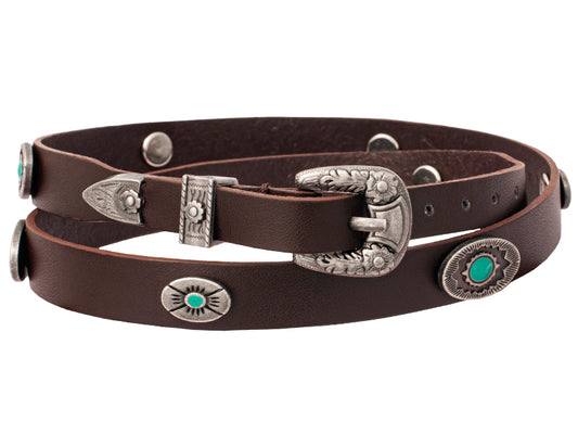 OC-108 CHOCOLATE SCALLOPED BAND W RND STAR ORNAMENTS, 3 STAR NAVETTE ORNS.