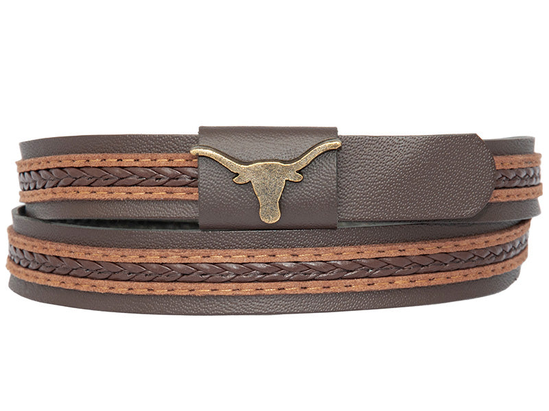 OC-298 Brown Leather Hatband with woven centre