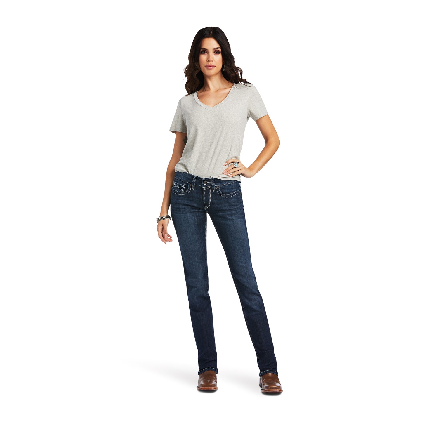 Ariat Ladies 10040797 R.E.A.L. Mid Rise Clarissa Straight Jeans