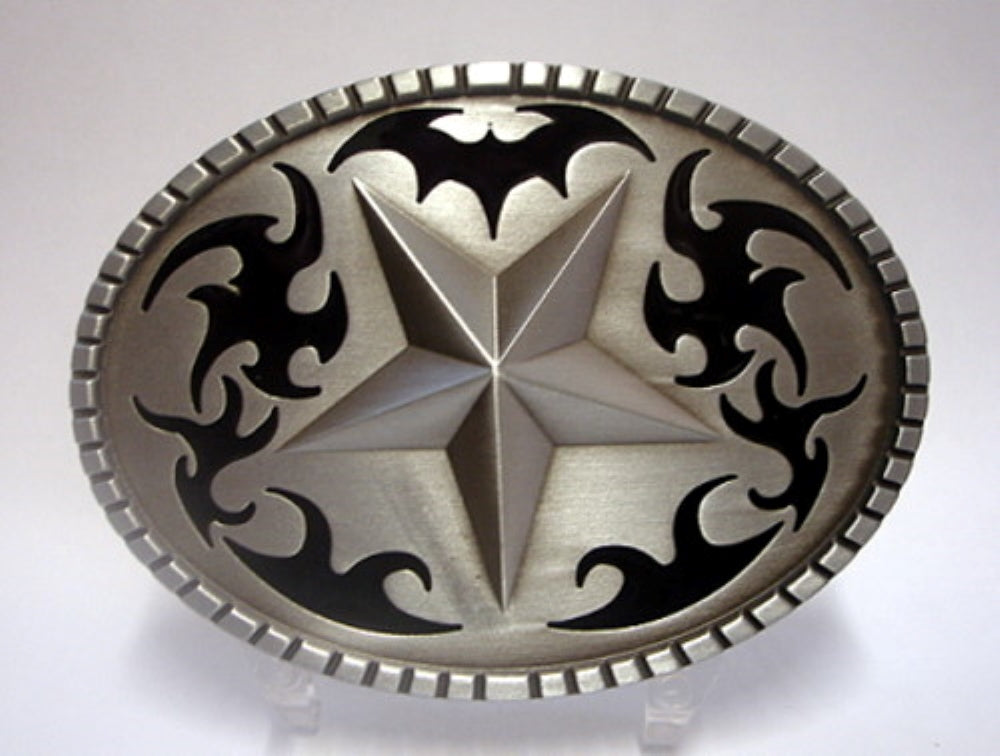 Buckle SIlver Lone Star with black detail WT014