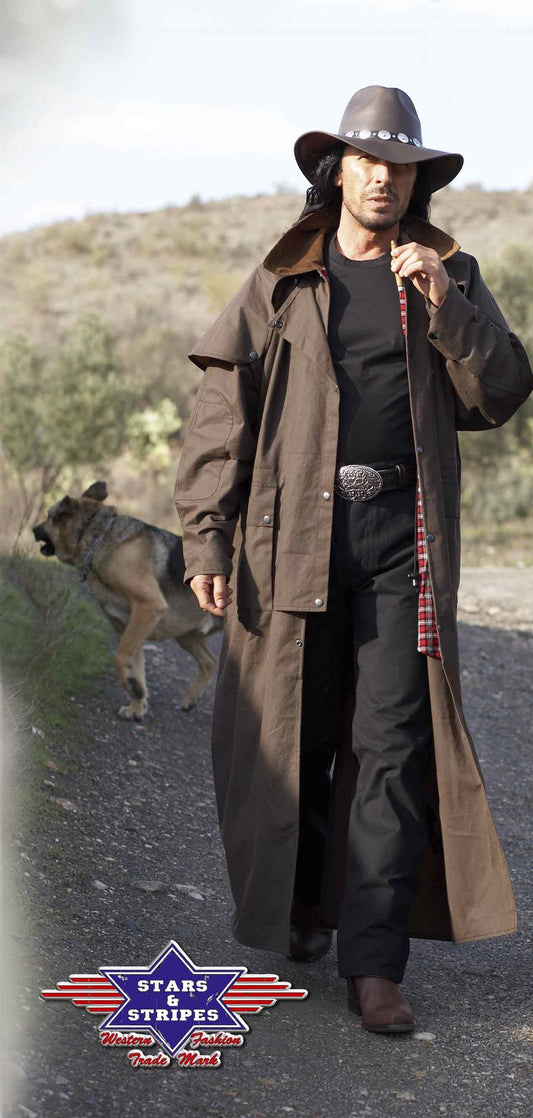 Trail Men's Long Duster Coat Brown