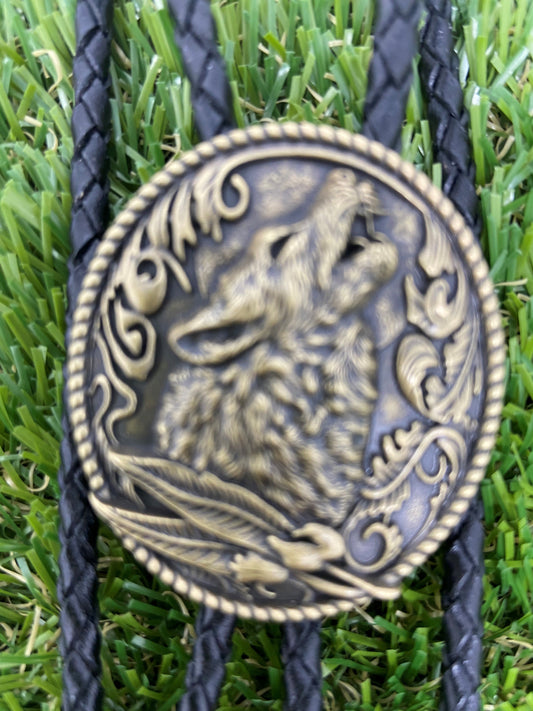 Western Wolf Bolo Tie WT013 Bronze