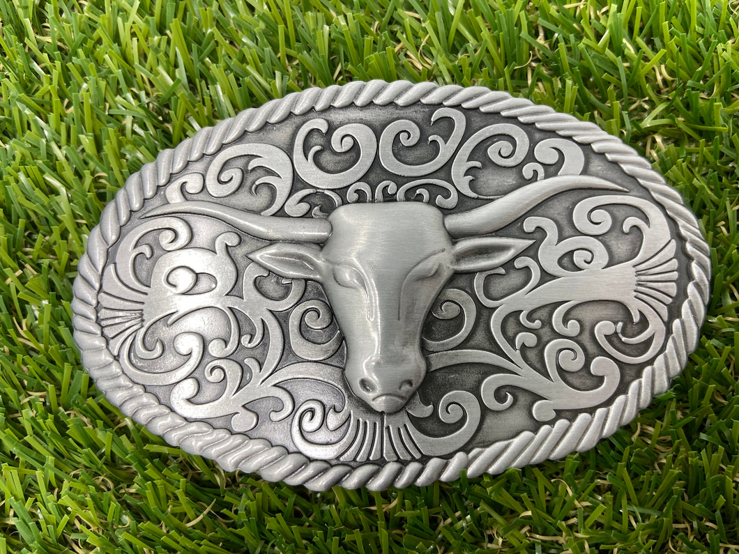 Buckle Western Longhorn Bull WT015 Silver