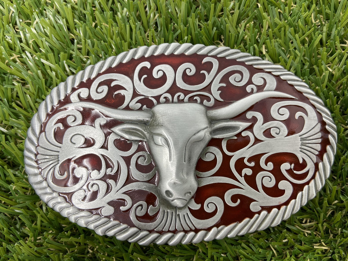 WW Buckle Western Longhorn Bull WT015 Red