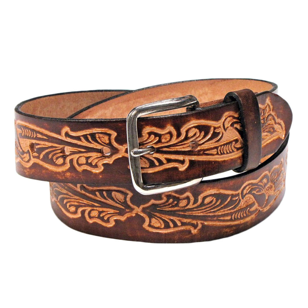 XM-5510 Brown Leather Belt with Western Scrolls