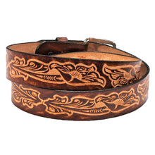Load image into Gallery viewer, XM-5510 Brown Leather Belt with Western Scrolls
