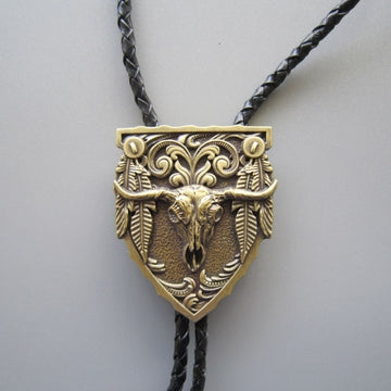 WW Vintage Bronze Long Horn Bolo Tie WT076AB