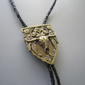 WW Vintage Bronze Long Horn Bolo Tie WT076AB