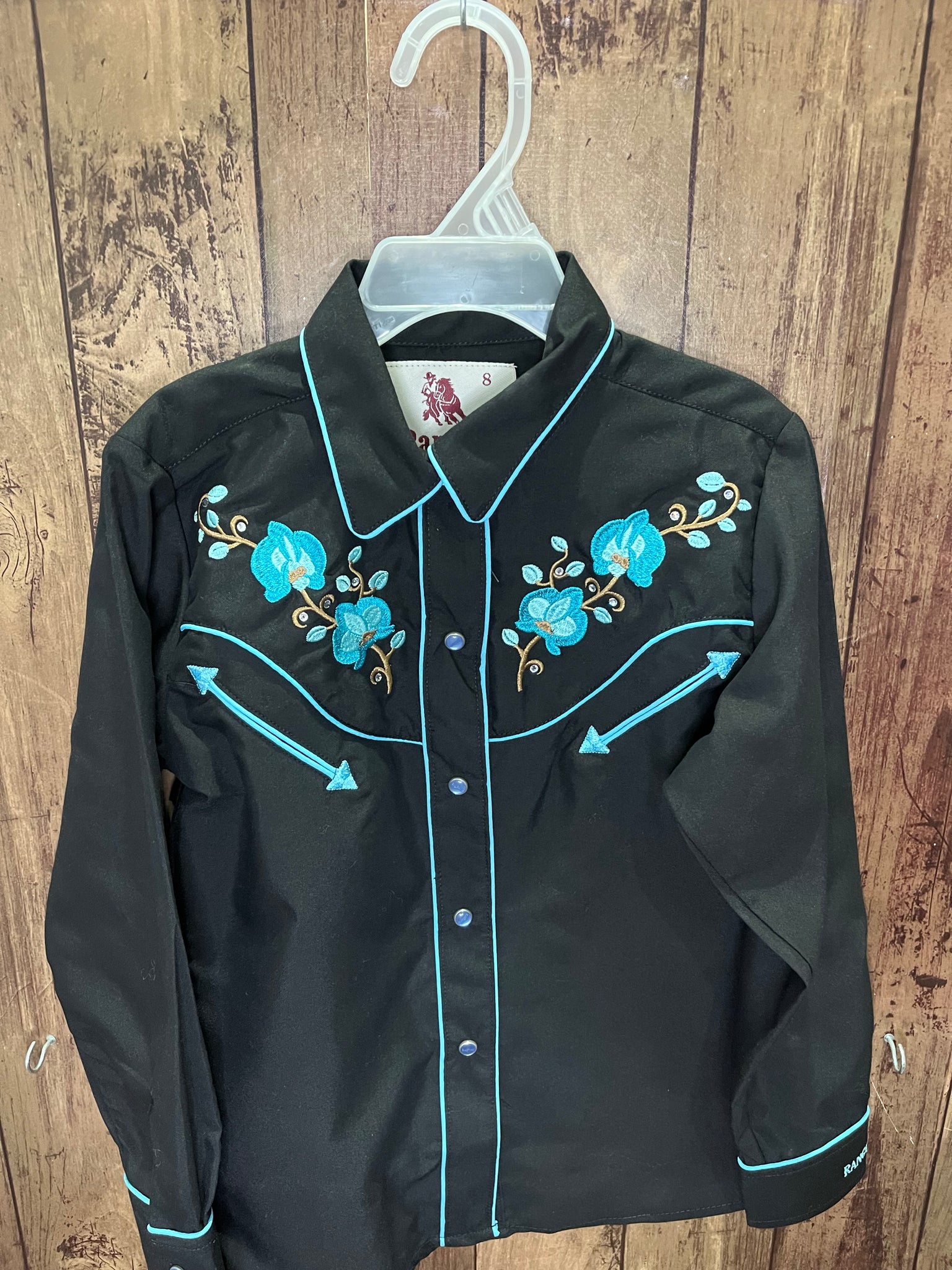 Rangers Amapola 015NA01 Girls Cowboy Shirt Black