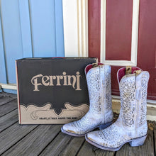 Load image into Gallery viewer, Ferrini Ladies Mandala Handcrafted Shabby Chic Cowboy Boots
