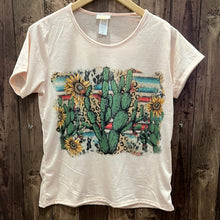 Load image into Gallery viewer, Sun Shirts 075-500 Blush Serape Cactus Bling T-Shirt
