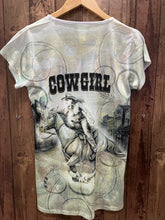 Load image into Gallery viewer, Sun Shirts 1064300 Cowgirls 360 pattern V Neck T-Shirt
