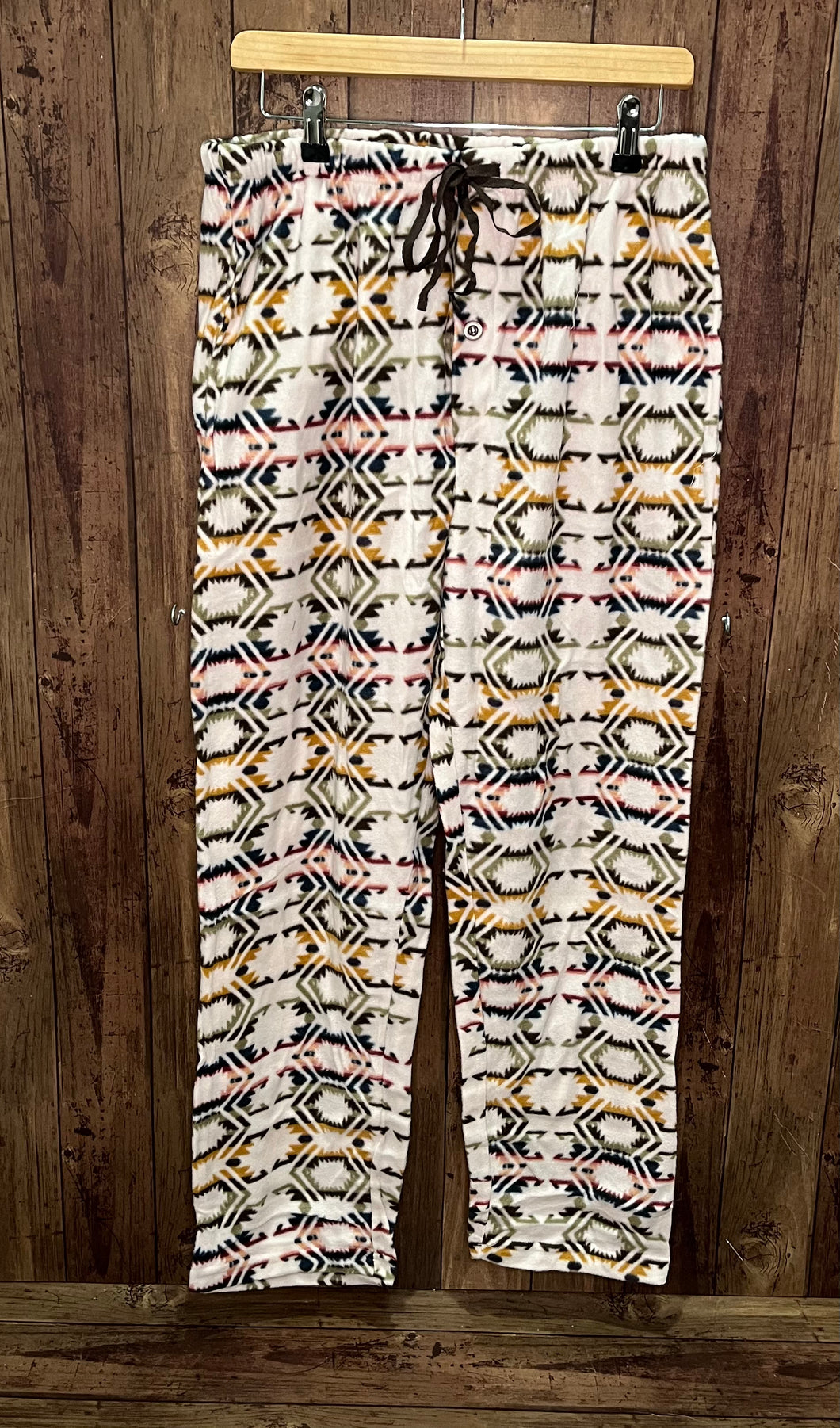 NY Unisex Lounge Pants/Pyjama Bottoms Cream Aztec Print