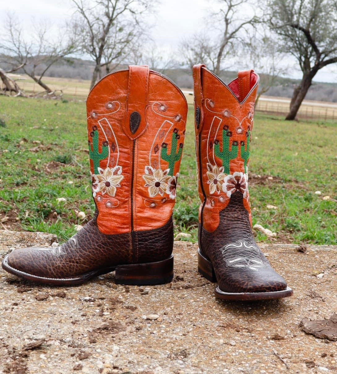 Orange and black hot sale cowboy boots