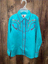 Load image into Gallery viewer, Florido 006NA01 Girls Cowboy Shirt Turquoise
