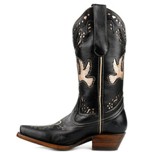 Load image into Gallery viewer, La Pintura Black - Duifje Bronze Dove Ladies Cowboy Boots
